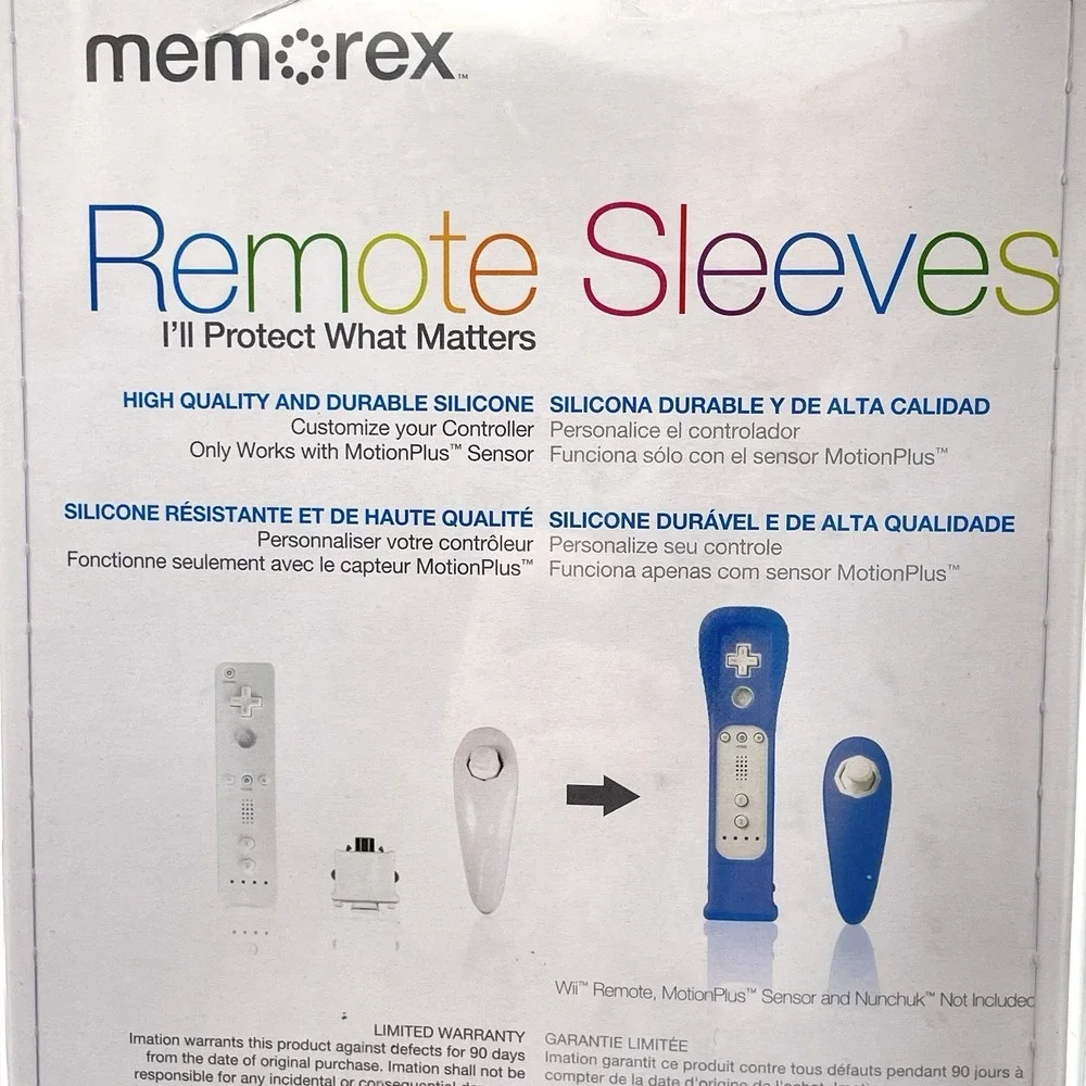 Memorex (2) Nintendo Wii Remote Sleeves Blue‎ New Sealed + Green Used MotionPlus